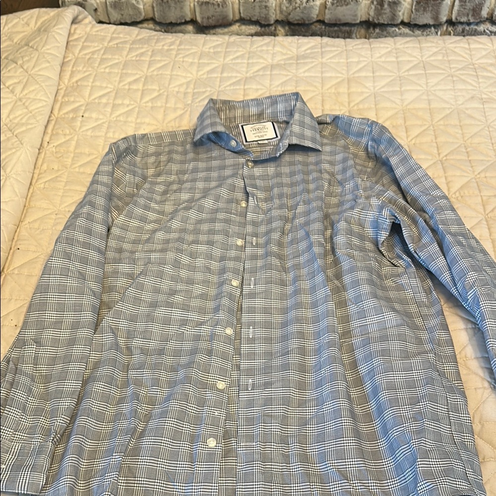 Charles Tyrwhitt Blue Checkered Button Down Shirt
